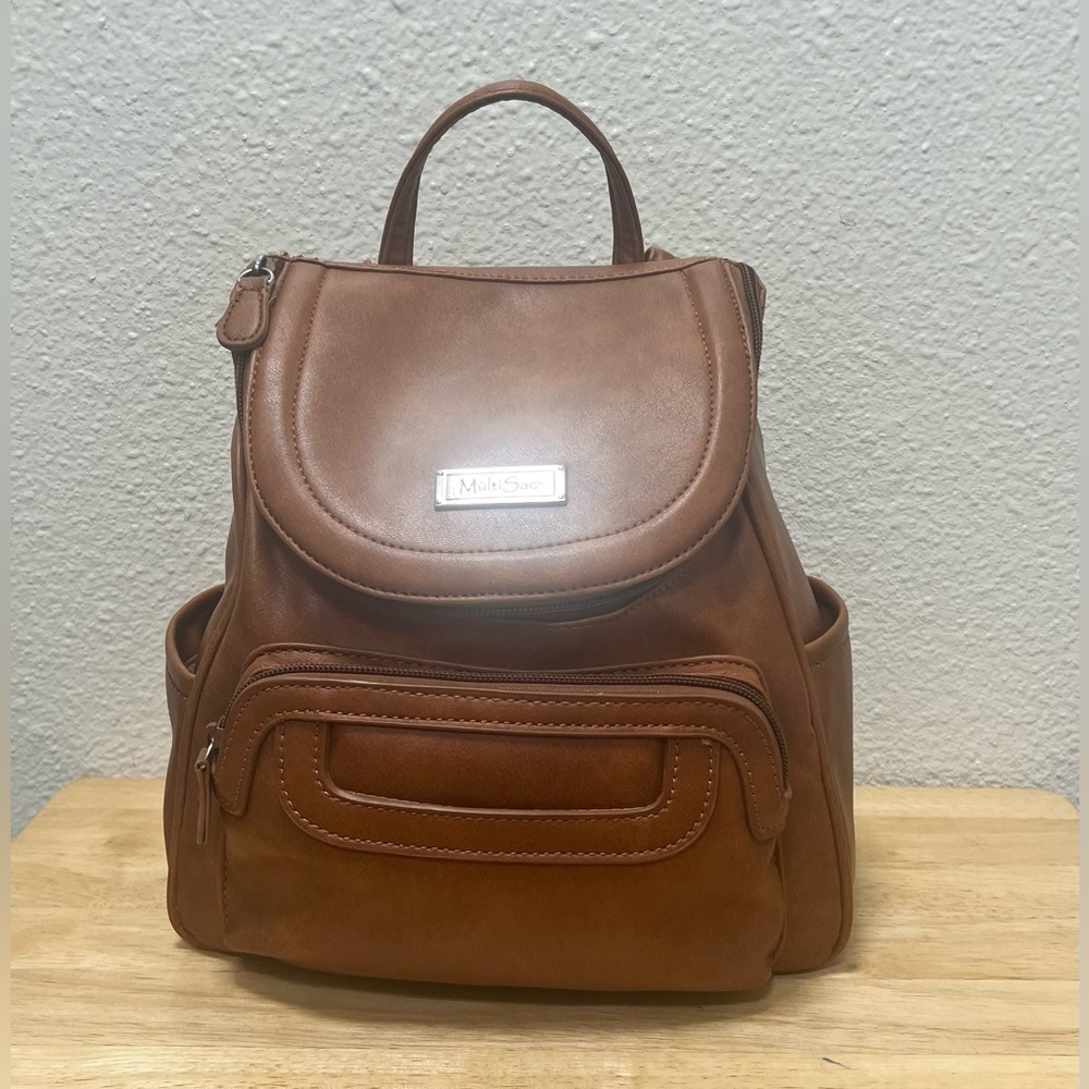 Multisac Backpack With Adjustable Straps Brown Fa… - image 1
